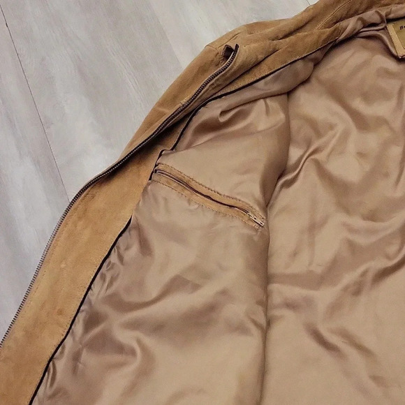 Boston Harbor Mens XXL Tan Lined Full Zip Leather Jacket Western Warm Casual - Picture 4 of 12